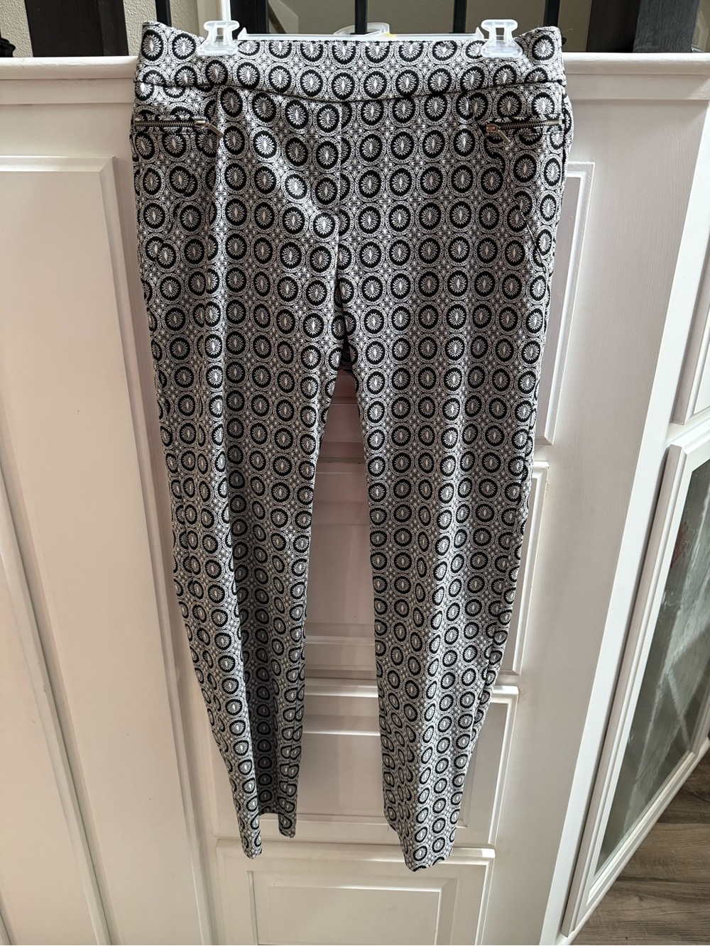 Soho Apparel Black and Cream Geometric‎ Print Pants
